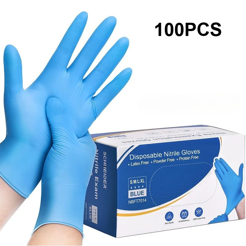 Disposable Gloves Nitrile - 100 قطعة من قفازات النتريل الزرقاء