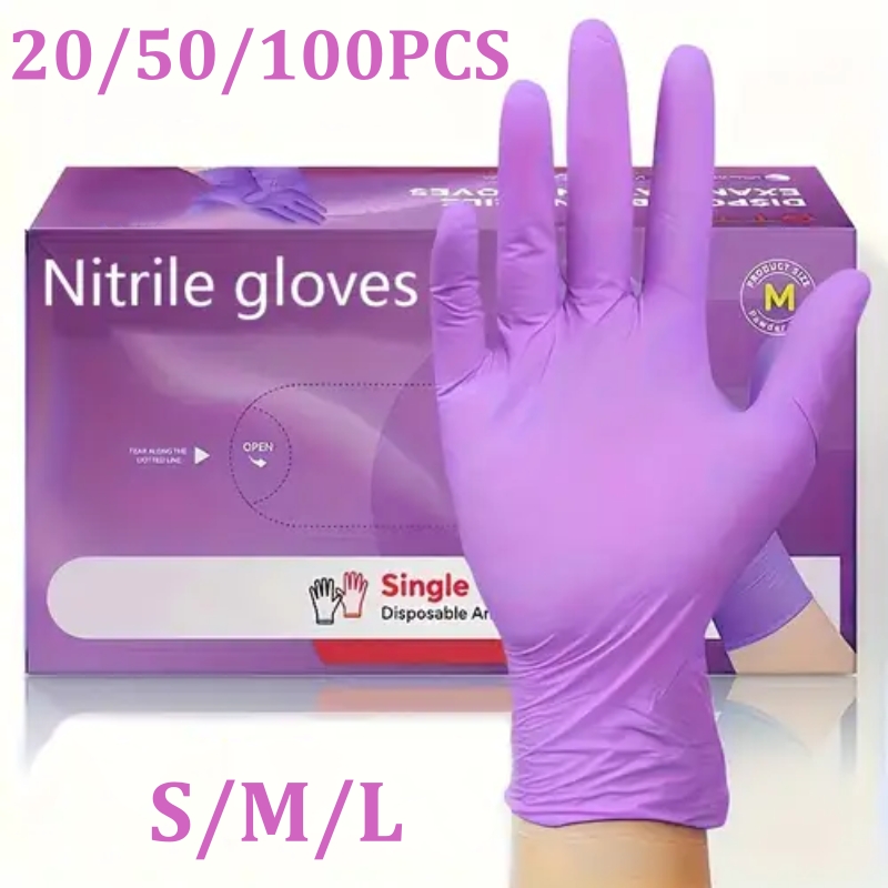 Disposable Gloves Nitrile - 50/100 قطعة قفازات النتريل البنفسجي المتاح