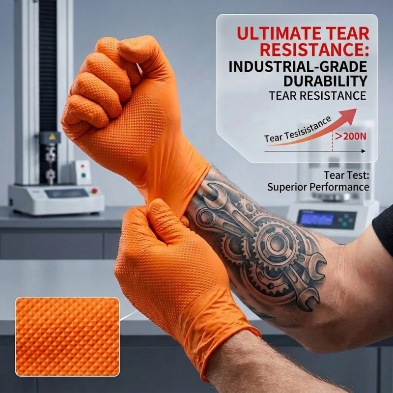 قفازات النتريل البرتقالية شديد - مراجعة Disposable Gloves Nitrile وسعره