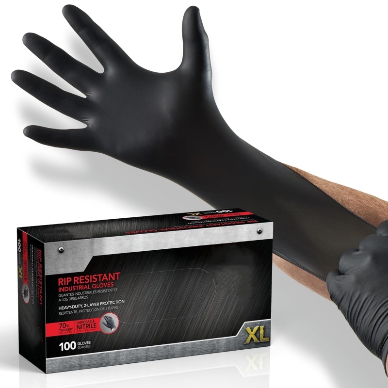 100 قطعة قفازات نتريل سوداء لل - مراجعة Disposable Gloves Nitrile وسعره